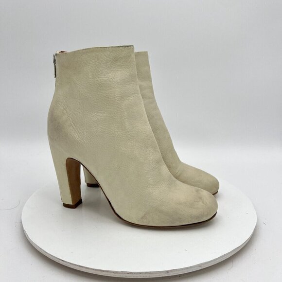 Officine Creative Women Size EU 39 Us 9 Cream Tan Suede Back Zip Ankle Boot - Picture 4 of 16